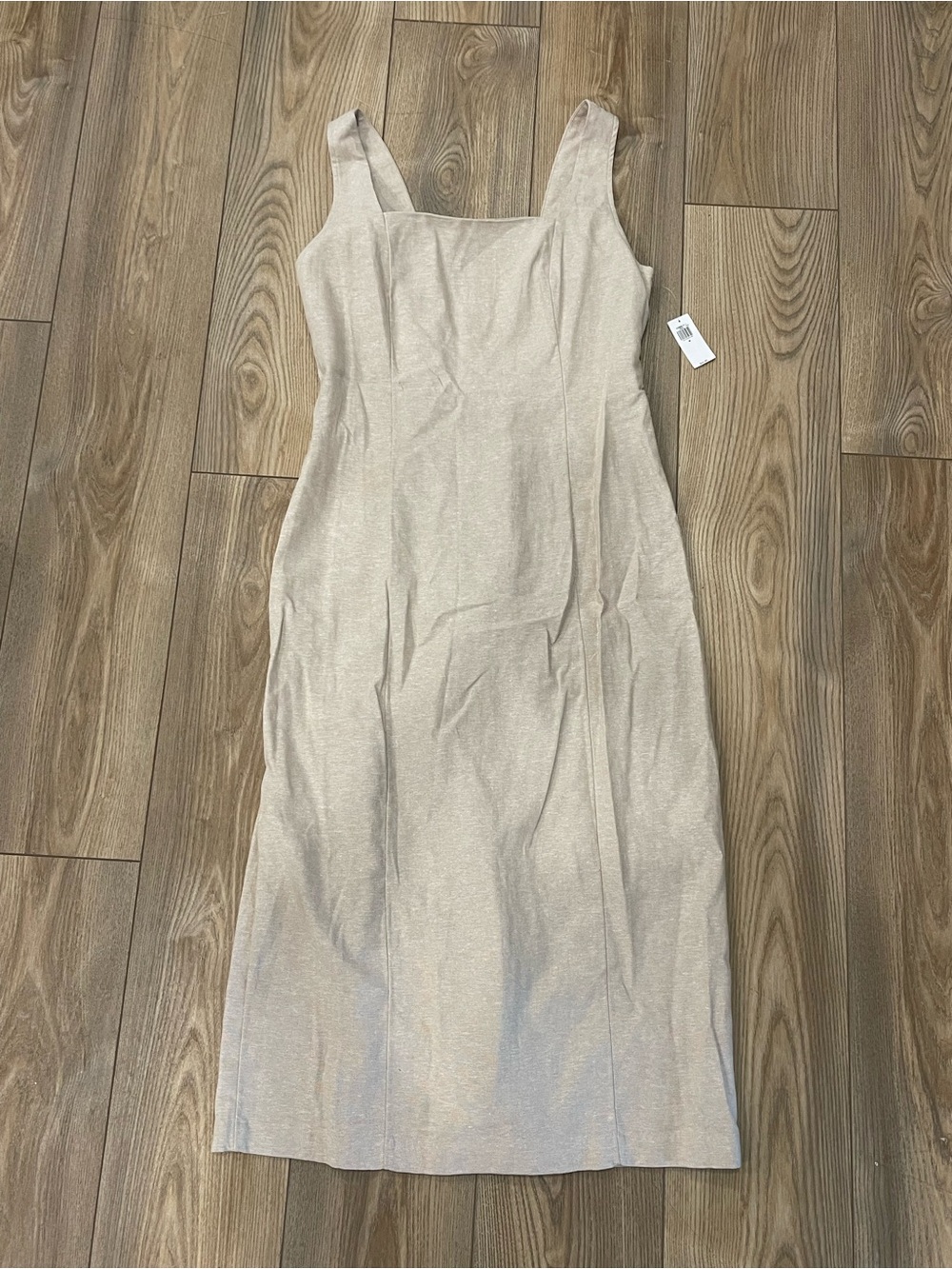 Old Navy Midi Tan Linen Blend Tank Dress